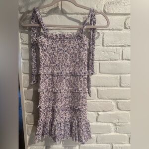 Katie J NYC Purple Floral Dress Size M/10 Tween